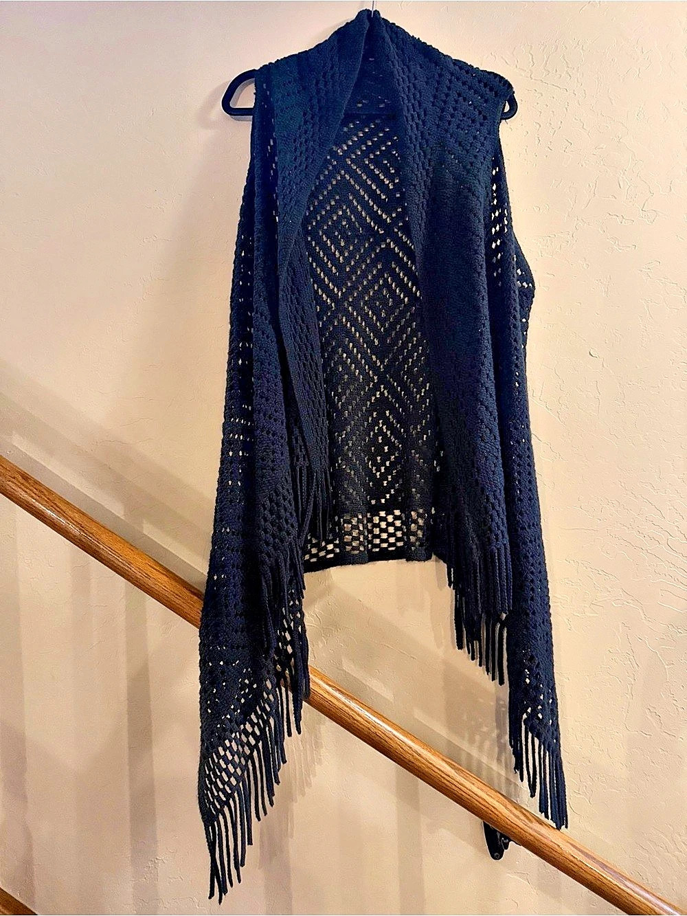 Black Fringe Knit Shrug